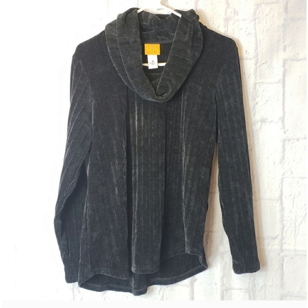 RUBY RD. Flowy Ribbed Chenille Cowlneck Sweater Medium